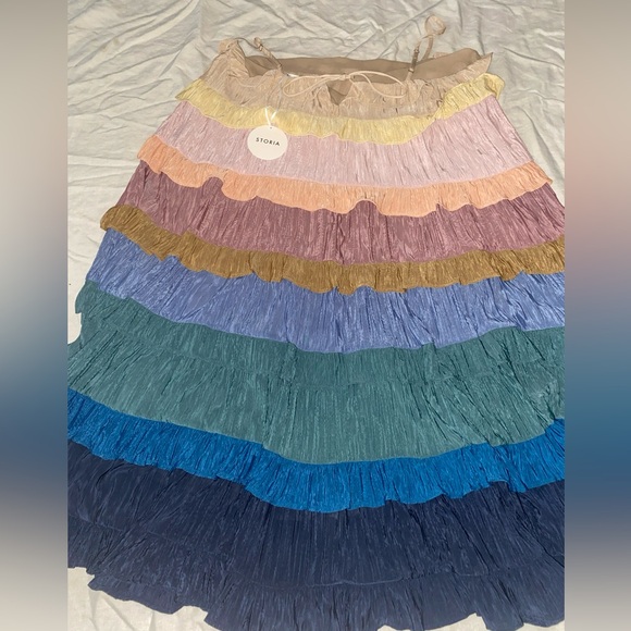 NWT Storia Tiered Rainbow Midi Dress Women’s Size XL New - Picture 5 of 11